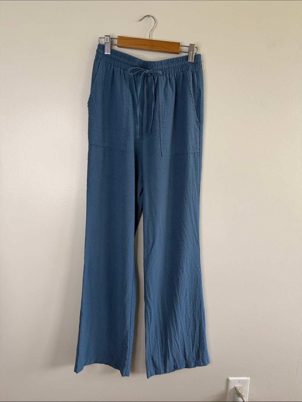 Women's Blue Wide-Leg Drawstring Pants